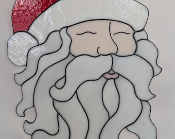 Santa Stained Glass Suncatcher (Made to order)