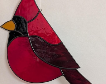 Simple Cardinal Stained Glass Suncatcher