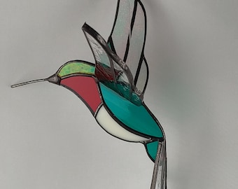 Stained Glass 3D Hummingbird Suncatcher (Made to order)