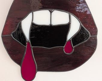 Vampire Kisses Stained Glass - Dark Red (Made to order)