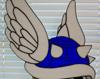 Winged Shell Inspired Stained Glass Suncatcher Fan Art (Made to order)