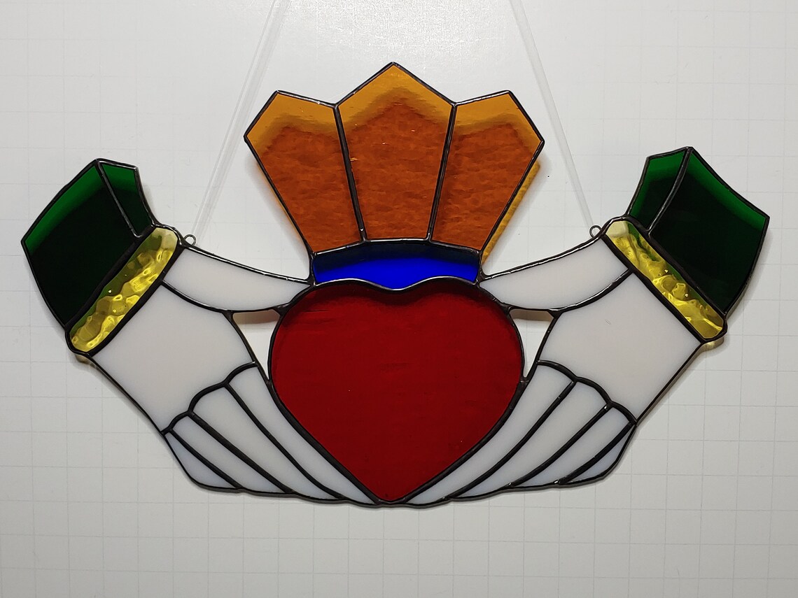 Celtic Claddagh Stained Glass Suncatcher Etsy