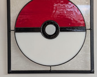 Pok e ball Fan-Made Stained Glass Suncatcher (Made to order)