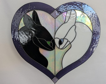 Dragon Love Stained Glass Suncatcher Fan Based