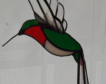 Stained Glass 3D Hummingbird Suncatcher (Made to order)