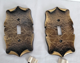 Vintage Brass Light Switch Plate Covers Set of 2 Bronze NOS