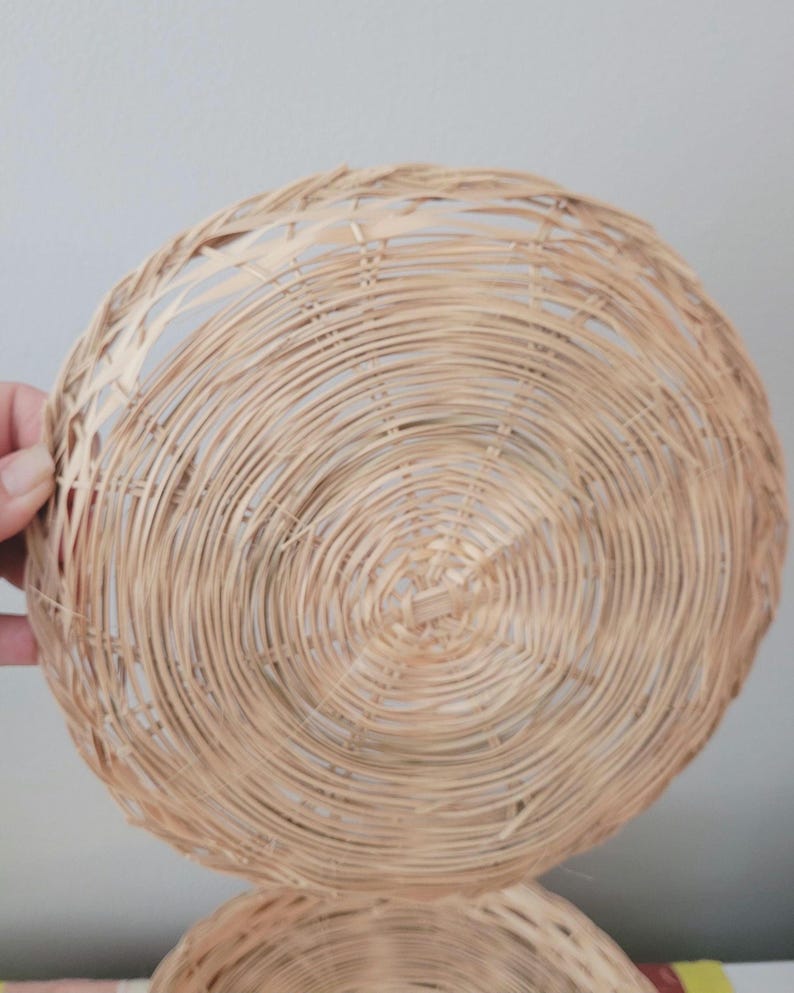 Vintage Wicker Paper Plate Holders Baskets Woven Set of 8 image 10