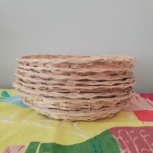 Vintage Wicker Paper Plate Holders Baskets Woven Set of 8 image 3