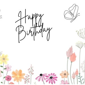 Birthday card Digital, simplicity, flowers, birthday, butterfly