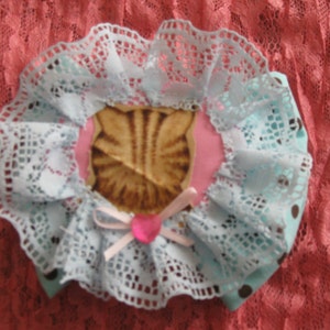 two bow fairy kawaii hair clips lace duel brooch teal applique image 4