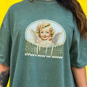 Retro Angel Graphic Tee: Comfort Colors 1717 - Relaxed Fit