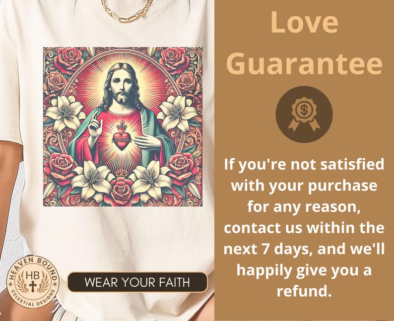 Divine Faith Women's Tee, Sacred Heart Vintage Shirt, Jesus Blessing Women's Tee, Faith Moves Mountains Tee, Retro Catholic Women's Tee