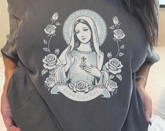 Virgin Mary Sacred Heart Shirt, Holy Mother Jesus T-shirt