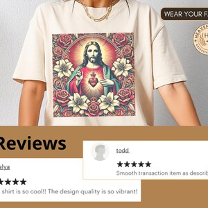 Divine Faith Women's Tee, Sacred Heart Vintage Shirt, Jesus Blessing Women's Tee, Faith Moves Mountains Tee, Retro Catholic Women's Tee