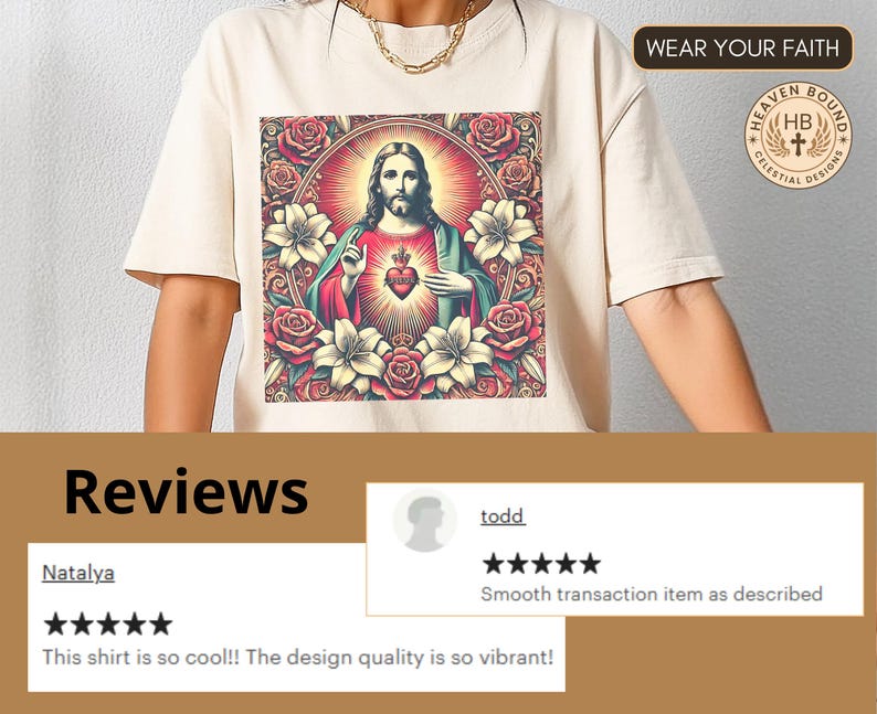 Divine Faith Women's Tee, Sacred Heart Vintage Shirt, Jesus Blessing Women's Tee, Faith Moves Mountains Tee, Retro Catholic Women's Tee