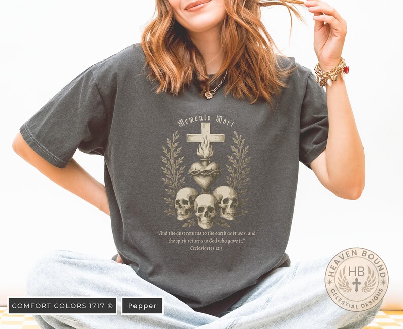Gothic Skull T-Shirt, Memento Mori Tee, Ecclesiastes 12:7 Quote Shirt, Spiritual Clothing, Dark Aesthetic Graphic Top