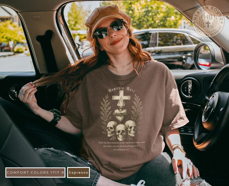 Gothic Graphic Tee, Skull and Cross Design Shirt, Bible Verse Quote T-Shirt, Unisex Casual Wear, Edgy Vintage Style