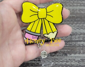 Acrylic Badge Reel, Badge Reel, Badge Reel Topper, School Topper, School Badge Reel, Teacher Badge Reel, Pencil Badge Reel