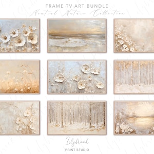 Samsung Frame TV Set of 9 Neutral Nature Paintings Set for Frame Tv | Frame tv Bundle | Textured Art for Frame Tv | Instant Download