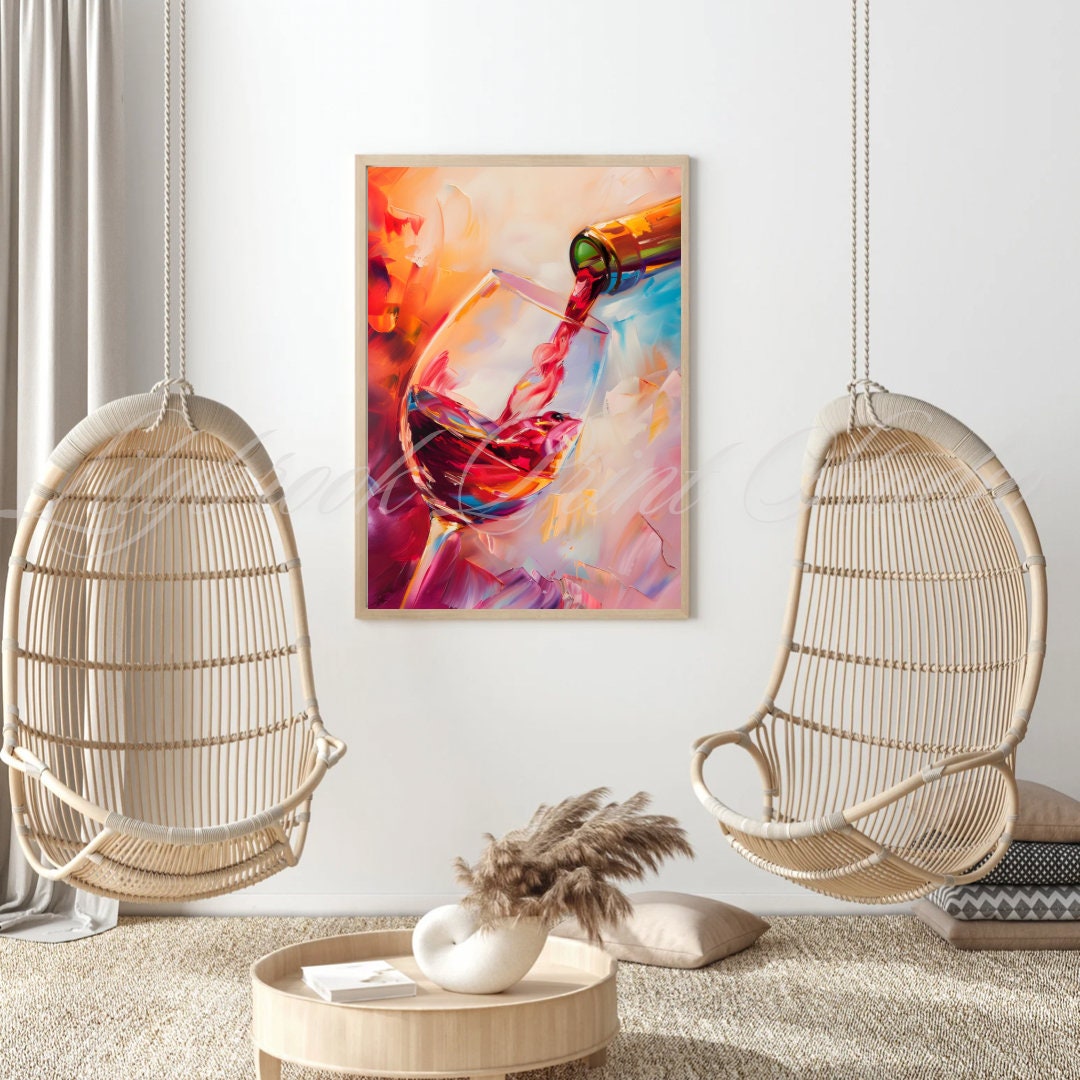 Abstract Red Wine Glass Oil Painting Art Print (digital Download) - Etsy