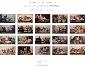 Cat Paintings for Frame TV: Kitten Art Screensaver Bundle (Digital Download)