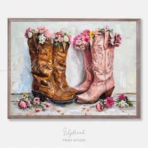 Cowgirl Malerei / Druckbare Wandkunst / Digital Download Kunst / Cowgirl Dekor Kunstdruck / Cowboy Boots Wandkunst