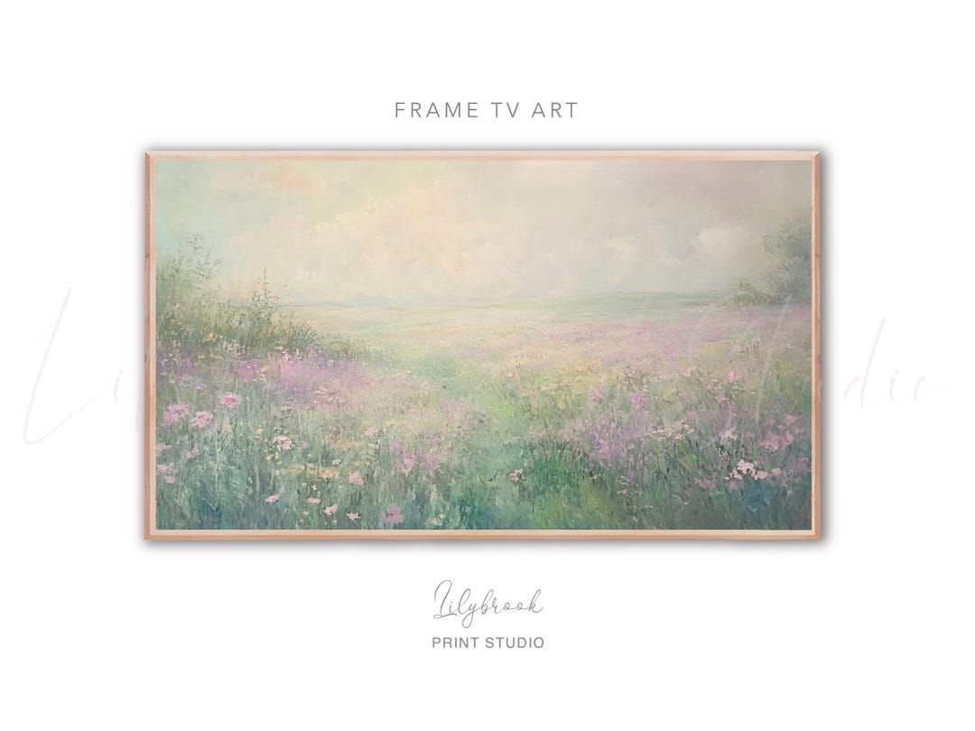 Spring Countryside TV Frame Art: Rustic Farmhouse Wildflower Meadow ...