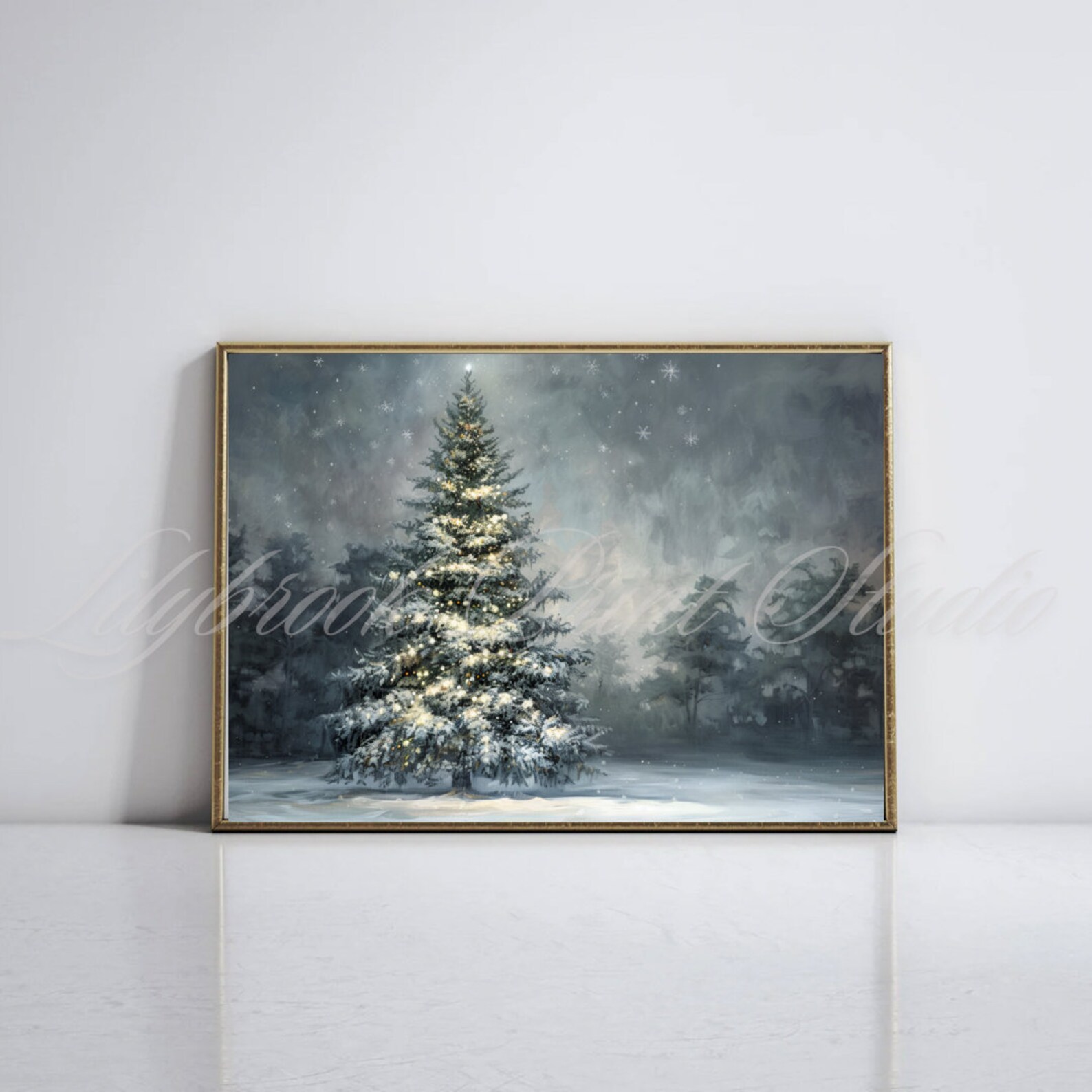 Christmas Tree Oil Painting Print, Printable Christmas Decor, Christmas ...