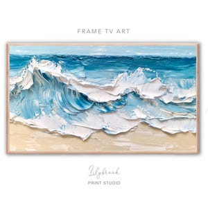 Waves FRAME Art Samsung Frame Tv Art Abstract Seascape Ocean Waves Painting Tv Art Textured Art Screensaver Beach Digital Art for Frame tv