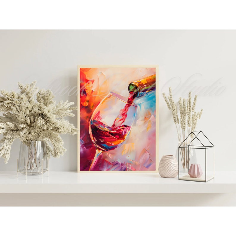 Abstract Red Wine Glass Oil Painting Art Print (digital Download) - Etsy