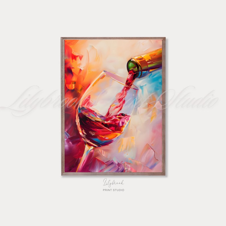 Abstract Red Wine Glass Oil Painting Art Print (digital Download) - Etsy