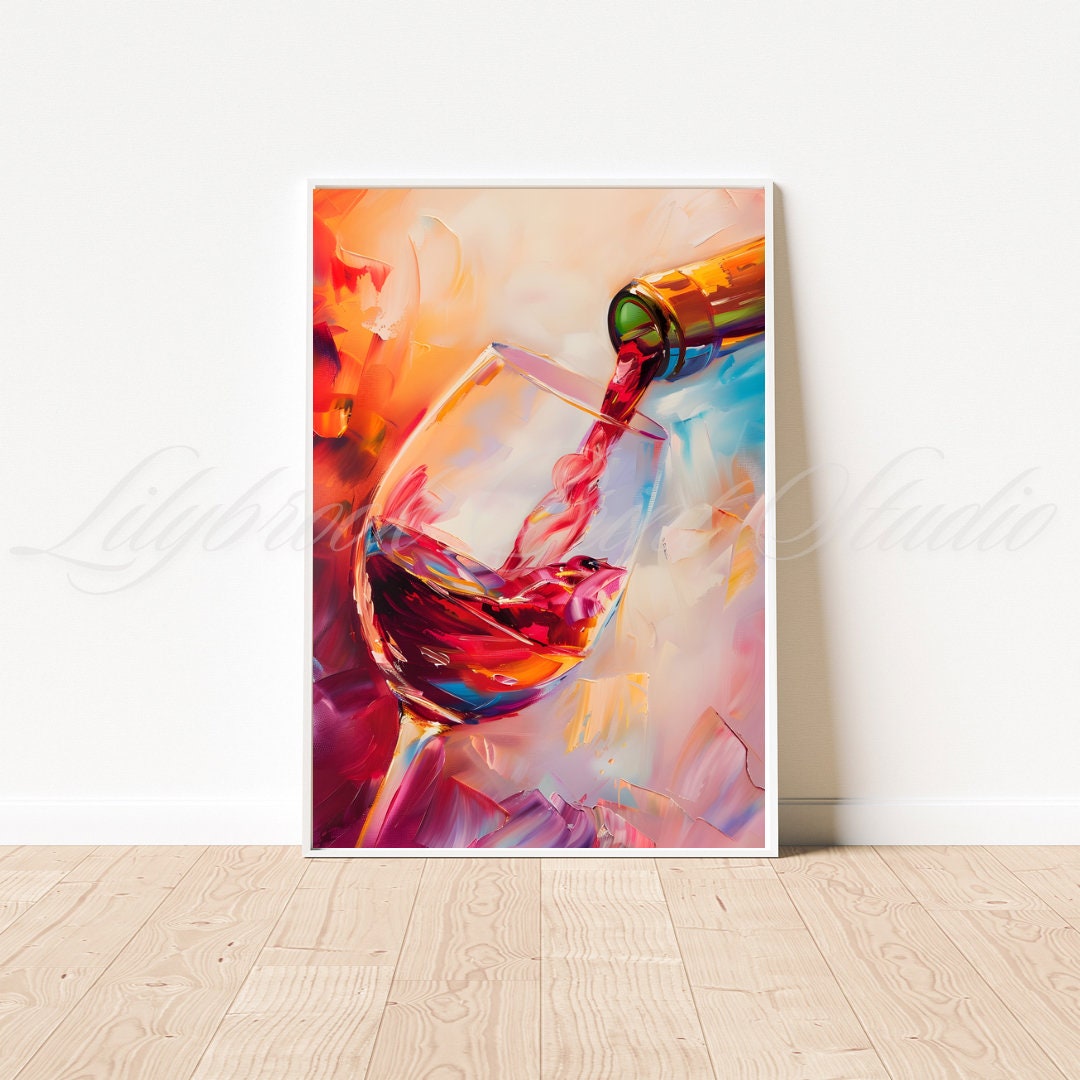 Abstract Red Wine Glass Oil Painting Art Print (digital Download) - Etsy