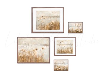 Wildflower Landscape Oil Painting Prints: Vintage Country Gallery Set (Digital Download)