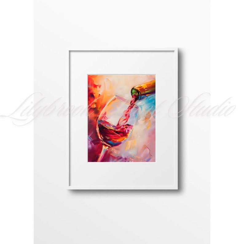 Abstract Red Wine Glass Oil Painting Art Print (digital Download) - Etsy
