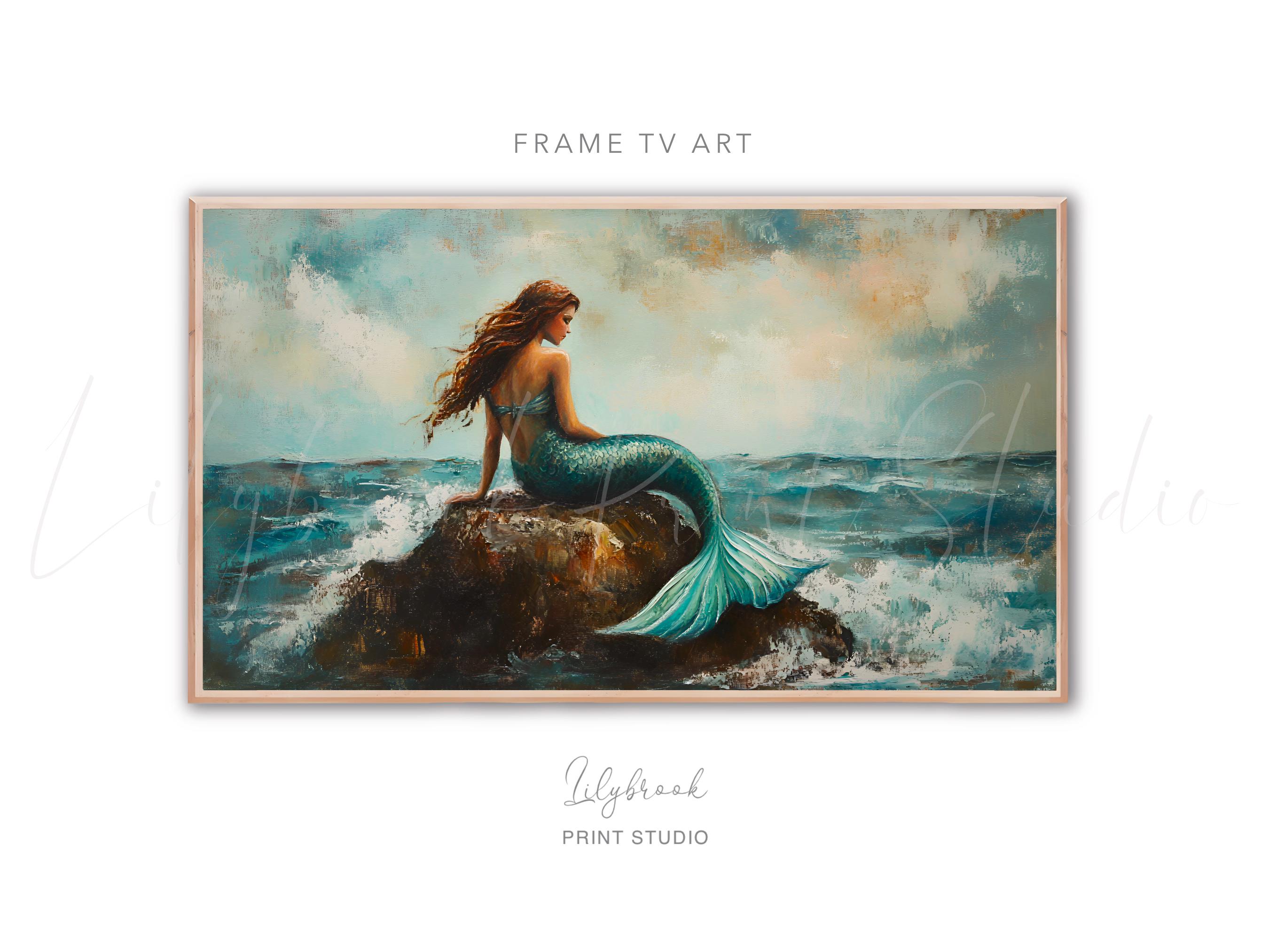 Mermaid Frame TV Art, Mermaid Painting Frame TV Art, Ethereal tv art, Digital Download, Mermaid Art for Samsung Frame TV Digital Download