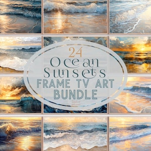 Ocean Sunsets Frame TV Art Samsung Frame Tv Art Bundle, Frame Tv Artwork, Summer Frame Tv Art, Digital Download