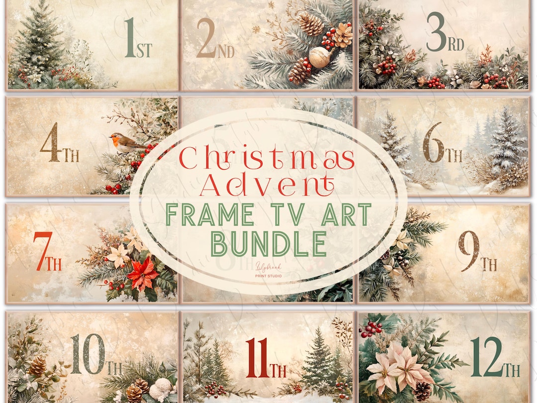 Christmas Advent Calendar Frame TV Art: Vintage Festive Designs ...