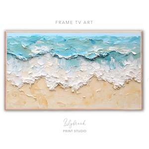 Summer FRAME TV Art Samsung frame tv art textured painting Ocean Waves, Seascape Painting Tv Art, Textured Screensaver, Tv Art