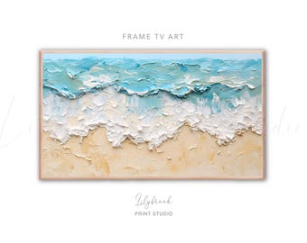 Summer FRAME TV Art Samsung frame tv art textured painting Ocean Waves, Seascape Painting Tv Art, Textured Screensaver, Tv Art