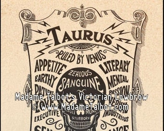 Taurus Zodiac Poster Horoscope Astrology Astrological Star Sign Print