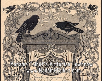 O Death Victorian Tombstone Raven Crows Mourning Funeral Poster