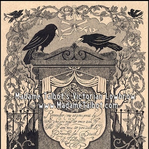 O Death viktorianischer Grabstein Raven Crows Mourning Funeral Poster