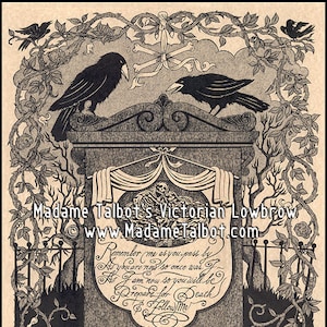 O Death Victorian Tombstone Raven Crows Mourning Funeral Poster