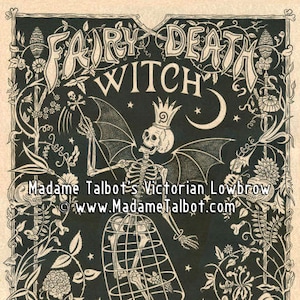 L’affiche de sorcière fée mort à la main dessiné à la plume imprimé par Madame Talbot