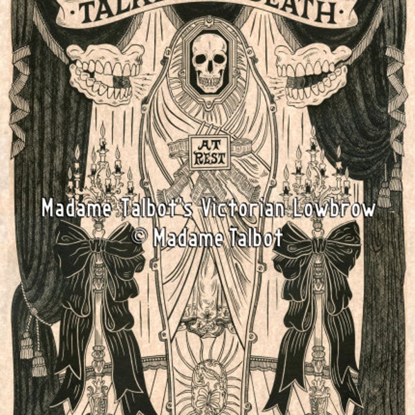 Talked to Death Skeleton Coffin Casket Teeth Burial Victorian Lowbrow Poster