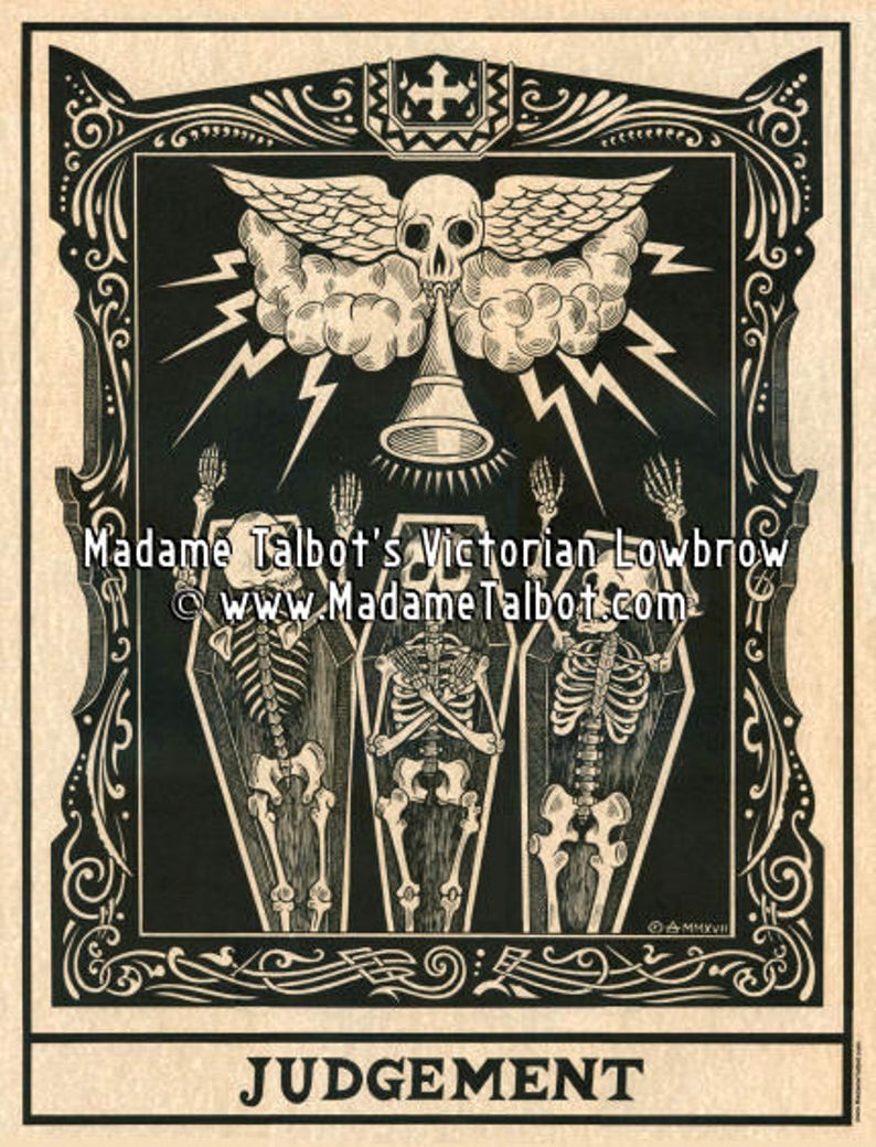 The Judgement Tarot Poster Hand Illustrated in Pen and Ink by Madame Talbot image 1