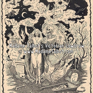 Danse Macabre Dancing in the Graveyard Victorian Lowbrow Skeleton Poster