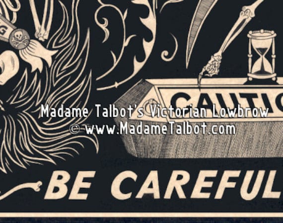 Black Poison Parchment Label Poster Skeleton Madame Talbot's