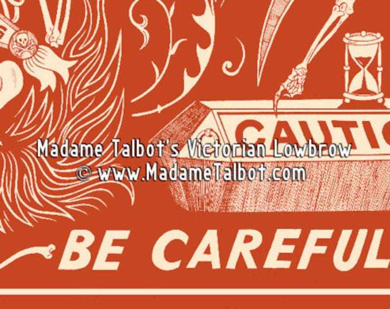 Red Poison Label Skeleton Beware Poster Madame Talbot's Victorian Lowbrow image 4