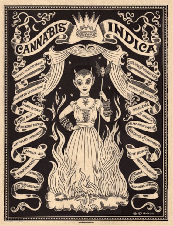 Cannabis Indica Poster by Madame Talbot - Etsy